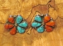 Navajo Coral & Turquoise Post Earrings 1