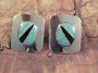 Navajo Onyx Silver Turquoise PostEarrings 1 1/4