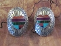 Conchos with Multi-Stone Inlay PostEarrings 1 1/4