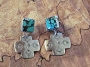 Turquoise with Stamped Cross PostEarrings 1 1/2