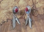 Navajo Coral with Feather Post Earrings 2