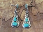 Turquoise Inlayed Post Earrings 1 1/2