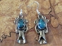 Coin Silver Turquoise Dangle Earrings 2 1/4