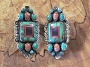 Navajo Jet Spiney Turquoise PostEarrings 1 3/4