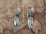 Sterling & Turquoise Feather DangleEarrings 1 1/4