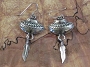 Navajo Pottery & Feather Dangle Earrings 2 1/2"Long