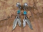 Navajo Turquoise/Feather Post Earrings 2 3/4